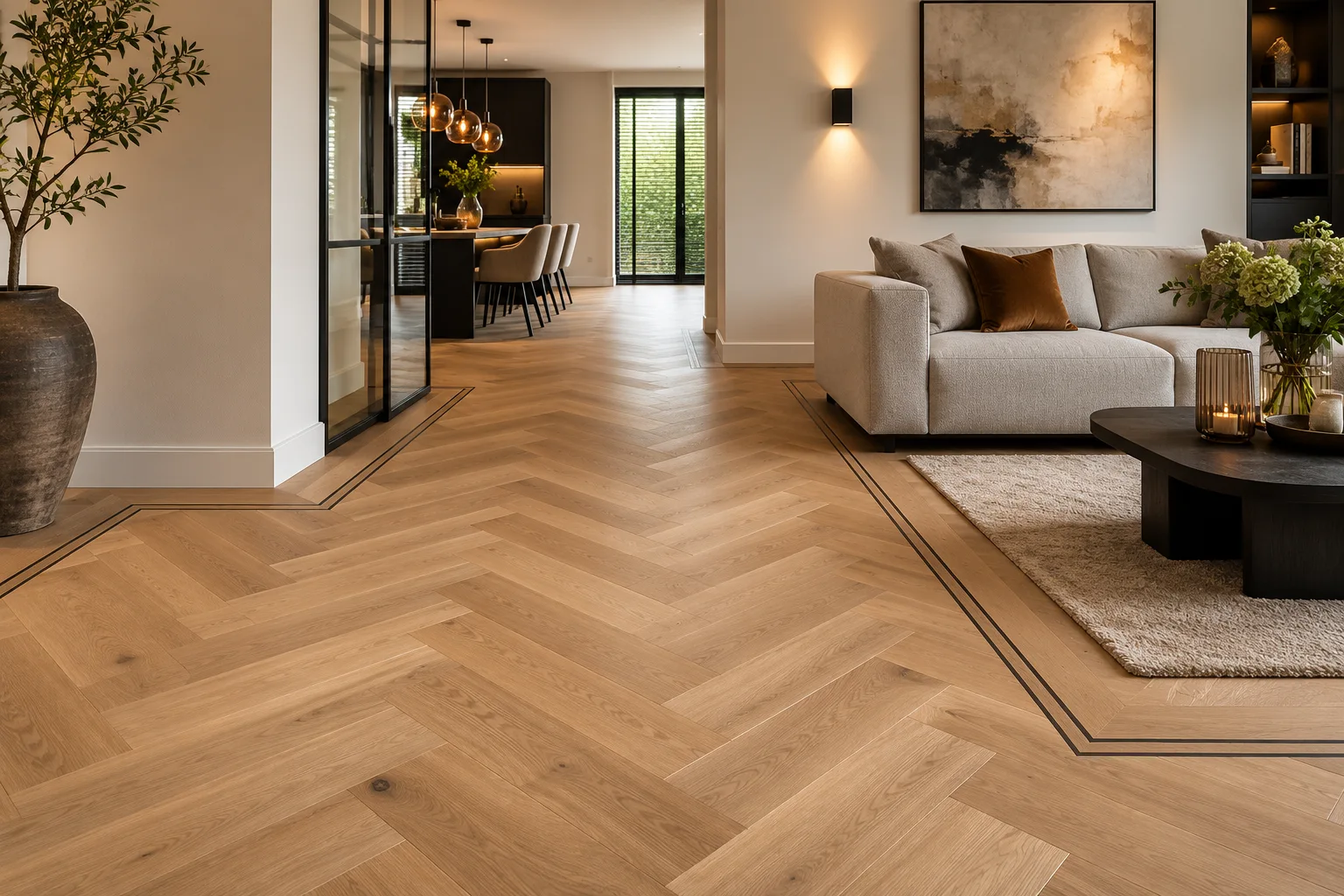 Eiken visgraat bies band bies staande band