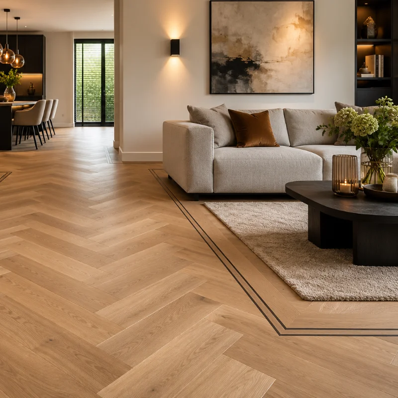 Eiken visgraat met wenge bies